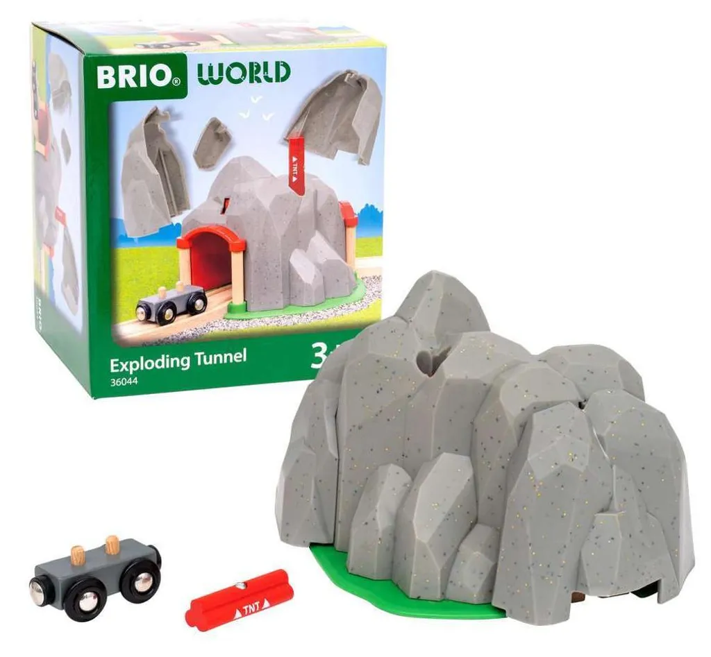 Tunnel de train en bois et montagne explosive BRIO World - 63604400