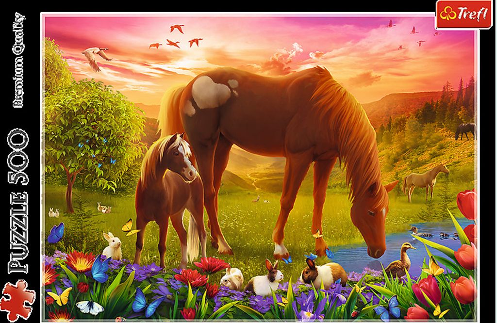 Puzzle Trefl 500 Pièces – Chevaux Dans La Prairie – Dimensions 48 X 34 Cm – Réf. 37451 – Neuf