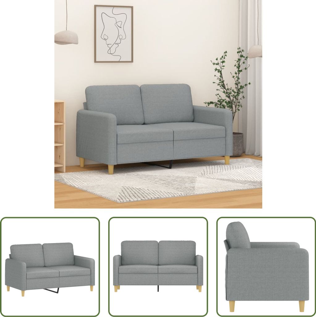 The Living Store 2-Sitzer-Sofa Hellgrau 120 cm Stoff