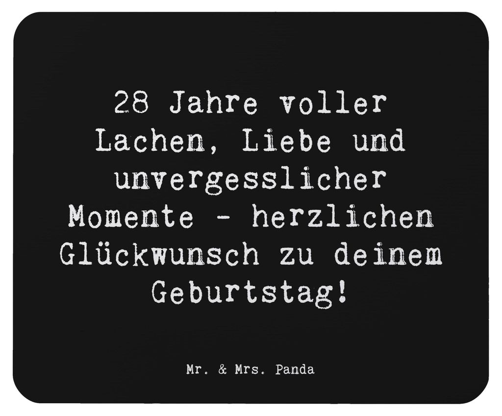 Mr. & Mrs. Panda Mouse Pad Spruch 28. Geburtstag Erinnerungen - Schwarz - Geschenk, Feier, unvergessliche Momente, Happy Birthday, Dekoration, pc m...