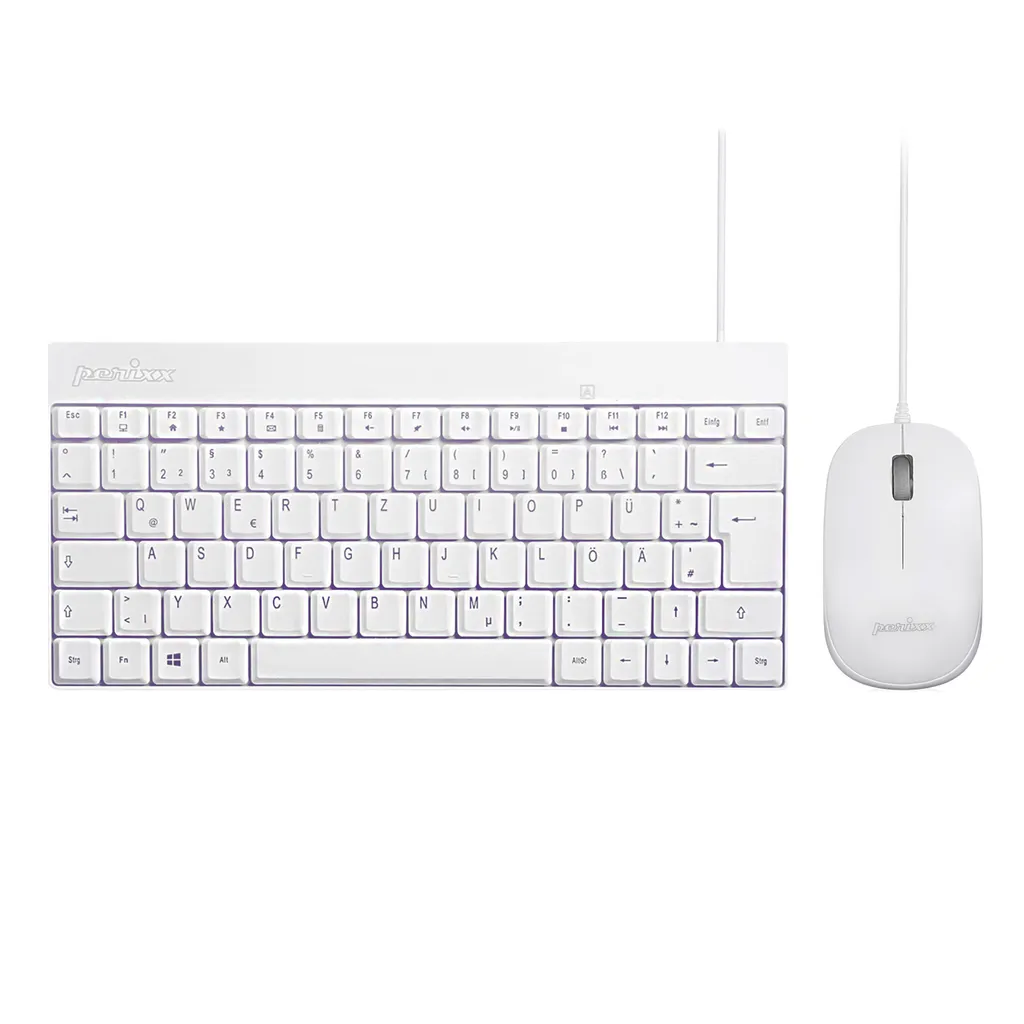 Pack Clavier et Souris USB Miniature Blanc - Ensemble AZERTY Filaire