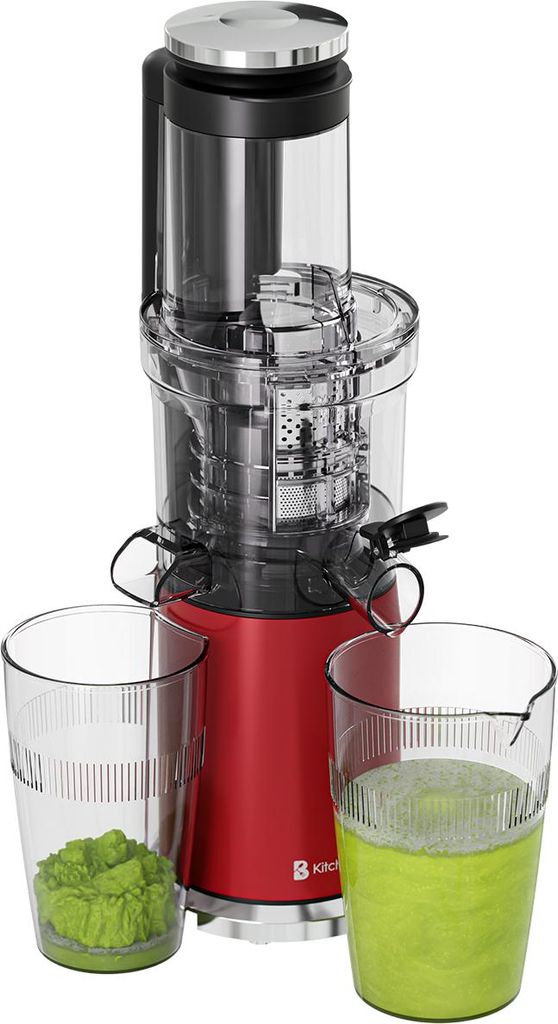 KitchenBrothers Slow Juicer - Vertikal - Entsafter - Obst- und Gemüsepresse - 80mm - 750ml - Rot