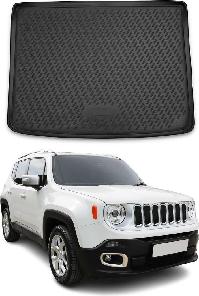 Kofferraummatte Kofferraumwanne für Jeep Renegade 2014-2024 Gummi TPE Schwarz