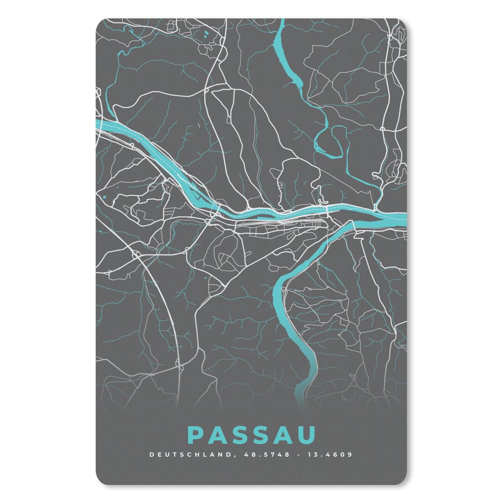 MuchoWow Mauspad Mousepad Stadtplan - Passau - Deutschland - Karte 40x60 cm - Mousepads - Maus Mat - Pad - Mausunterlage - Schreibtisch Accesoire