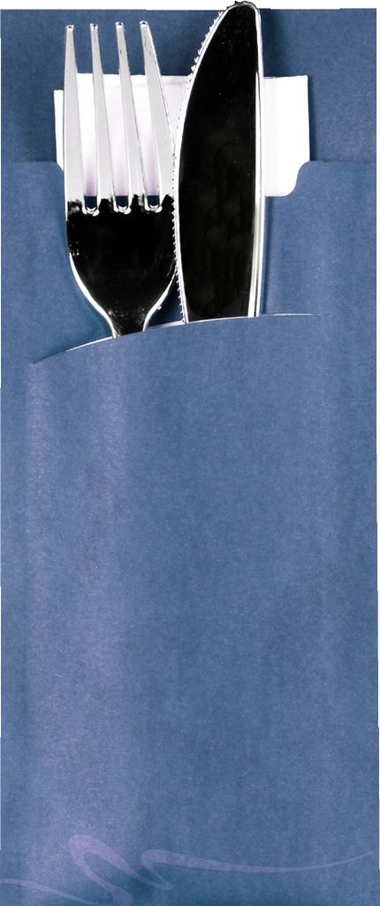 Bestecktaschen 20 cm x 8,5 cm blau inkl. weißer Serviette Produktbild 