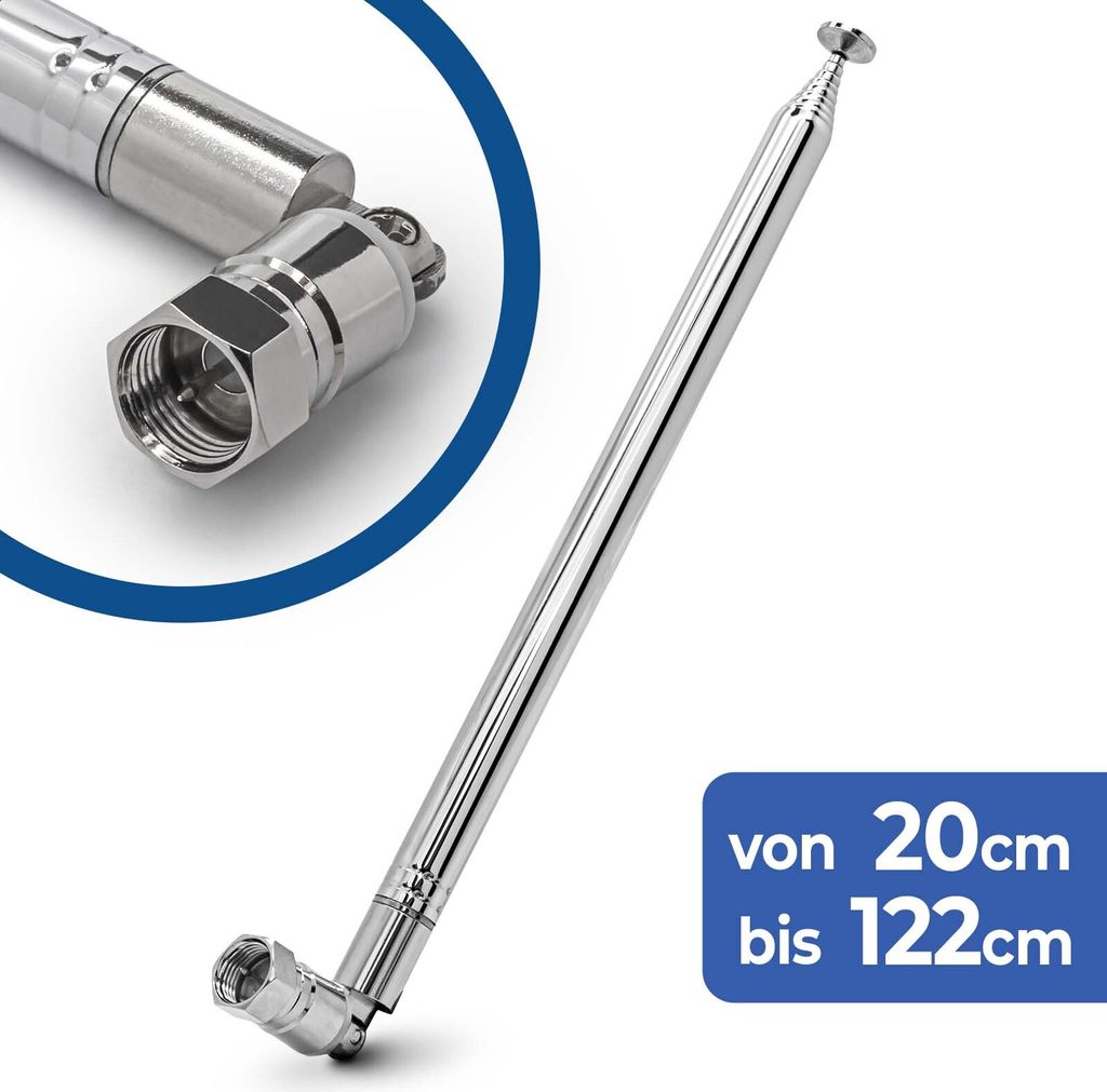 120cm Teleskop Antenne Ersatz F Stecker DAB UKW Radio FM AM Auto Audio