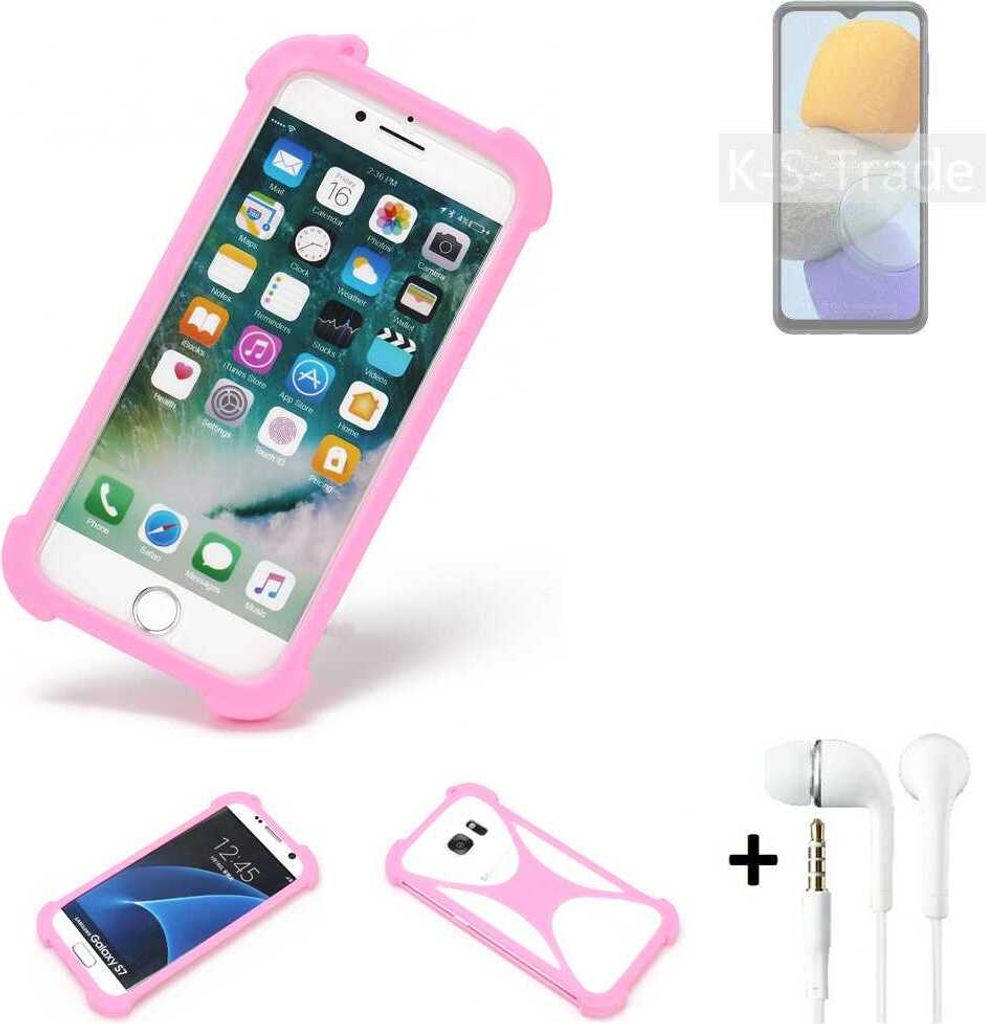 K-S-Trade Bumper + Kopfhörer kompatibel mit Samsung Galaxy M23 Handy Hülle Schutzhülle Silikon Schutz Hülle Cover Case Silikoncase Silikonbumper