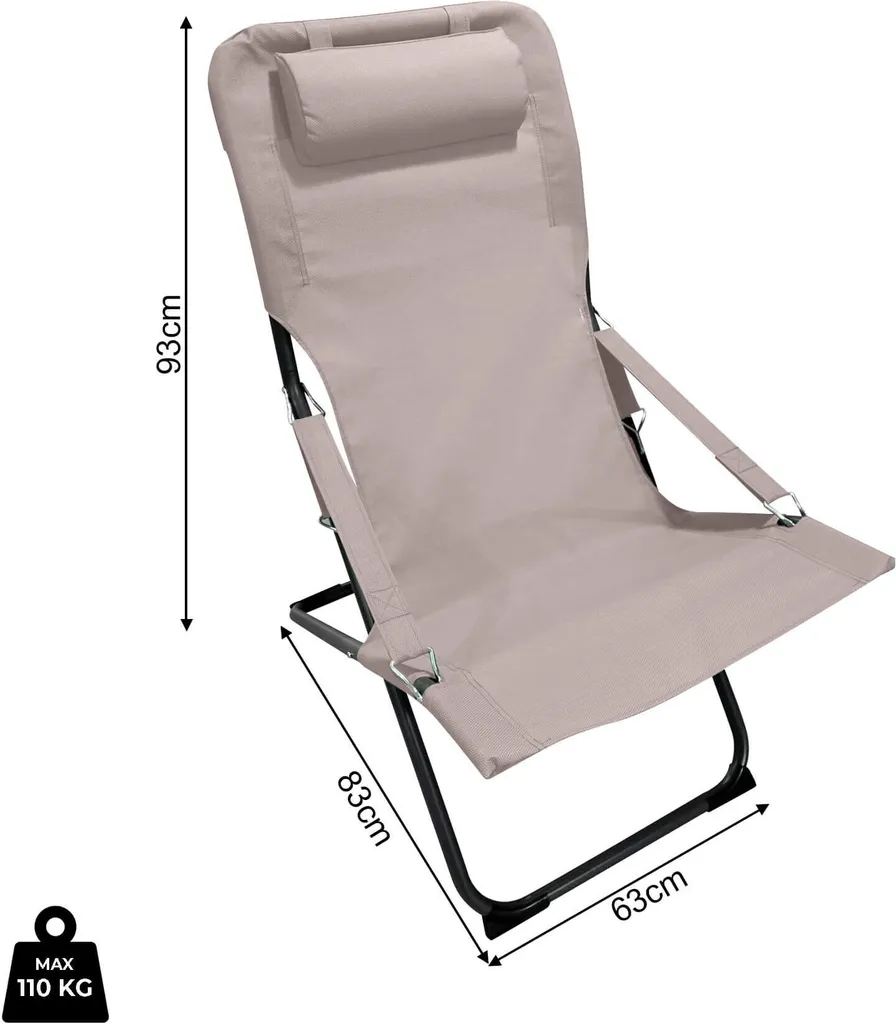 Sdraio Rebecca Mobili Tamatim Pieghevole Beige Grigio | Comfort Esterno - 2