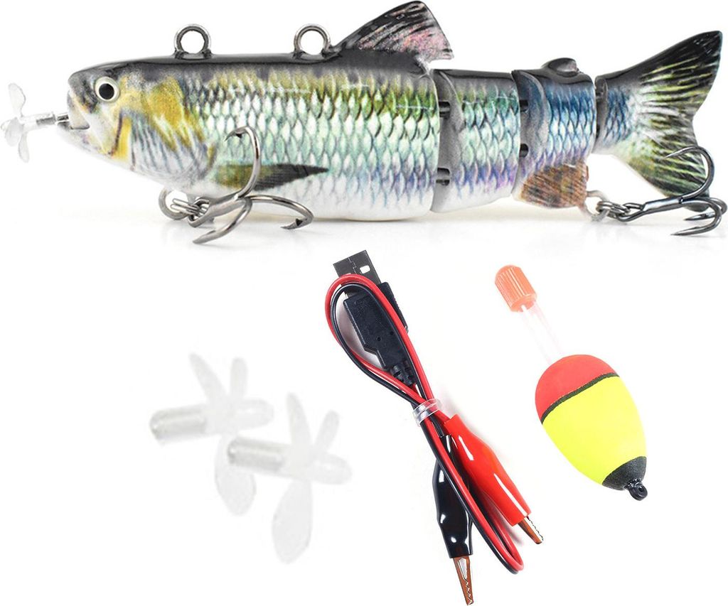13CM/35G Elektrischer Angelköder mit mehreren Gelenken und Haken, USB-aufladbar, LED-Leucht-Swimbait, Roboter-Kunstköder, Angelzubehör