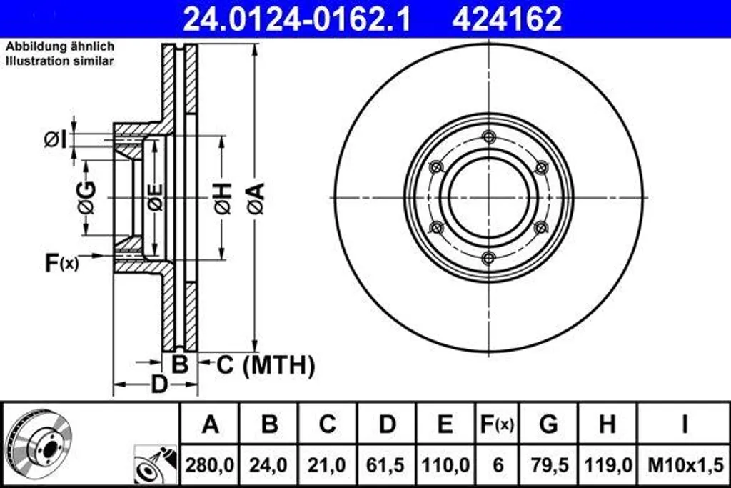 Disque de frein haute résistance ATE 24.0124-0162.1 - Sécurité Max 4500098