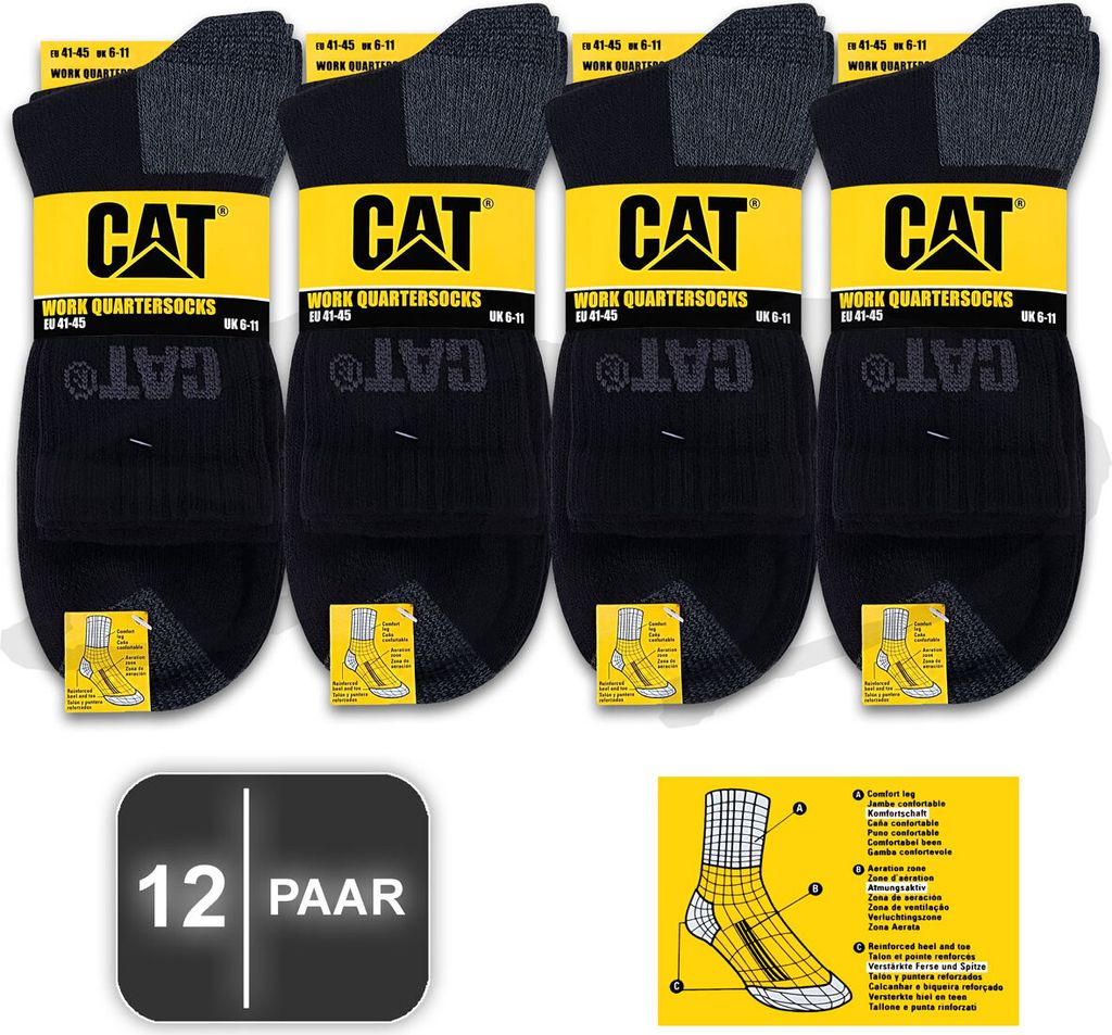 12 Paar CAT CATERPILLAR WORK QUARTERSOCKS Kurze Produktbild 3