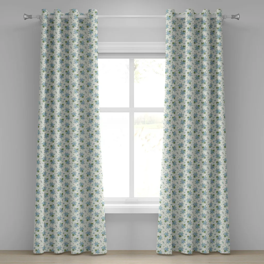Tende Decorative ABAKUHAUS 280x175 cm - Motivo Fiori Blu e Avorio