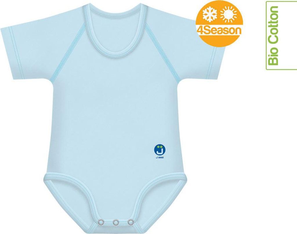 J BIMBI | mitwachsender Baby-Body | aus Baumwolle | 4SEASON | SOLID COLOR – Blau