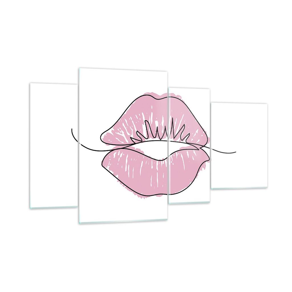 Bilder auf glas - 4 Teile - Mund Bild Modern - 120x70cm - Glasbilder - Wandbilder - Bilder - zum Aufhängen bereit - Wanddekoration aus Glas - Glas...