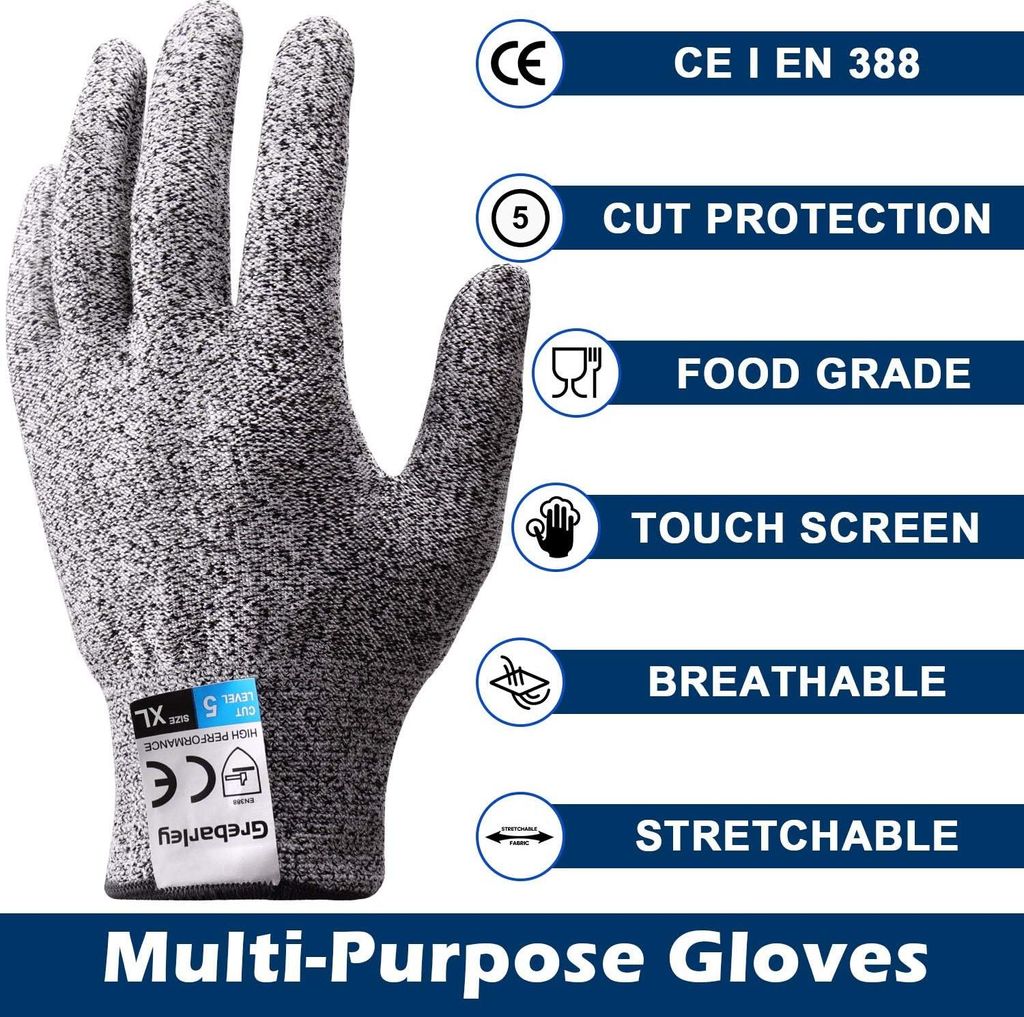 Schnittfeste Handschuhe, Küchenhandschuhe, Metzger-Sicherheitshandschuhe der Stufe 5, Schnittfeste Sicherheitshandschuhe für Küche/Outdoor/Erkun...