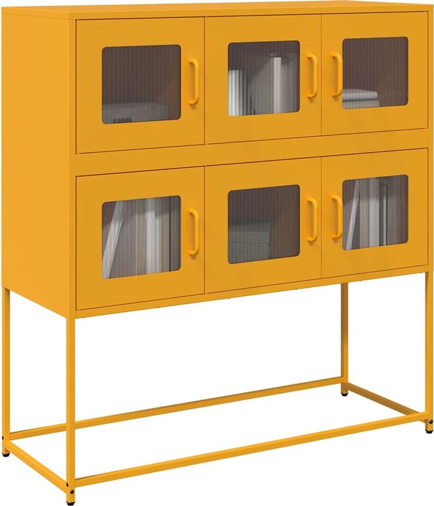 (Robust Möbel)Sideboard/Kommode - elegantes Design - Buffetschrank - Senfgelb 100,5x39x107cm Kaltgewalzter Stahl DE487316 - Kommoden
