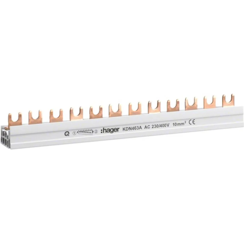 Peigne de raccordement Hager KDN463A 3P+N 10mm² 12 modules Gabel