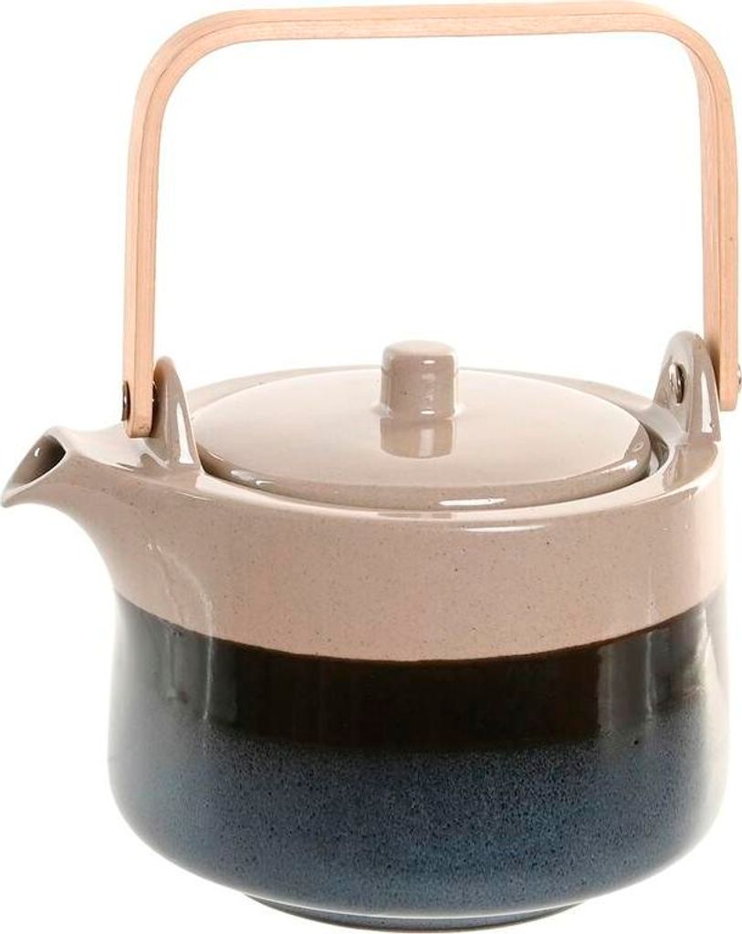 Teekanne Home ESPRIT Blau Grau Bambus Porzellan 1 L