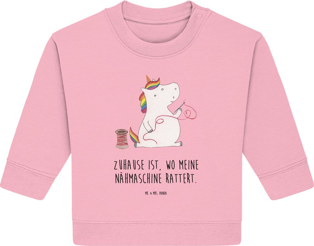 Mr. & Mrs. Panda Organic Baby Pullover Einhorn Näherin 12. - 18. Monat - Baumwolle Pink - Geschenk, Freundin, Stricken, Unicorn, Einhörner, Häke...