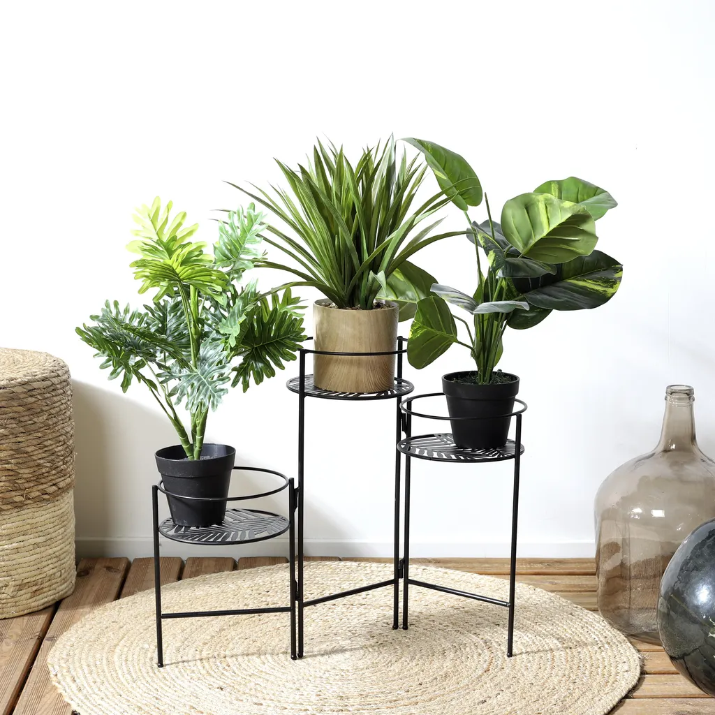 Support Plantes Métal 3 Pots - Finissez-en avec l'Encombrement au Sol