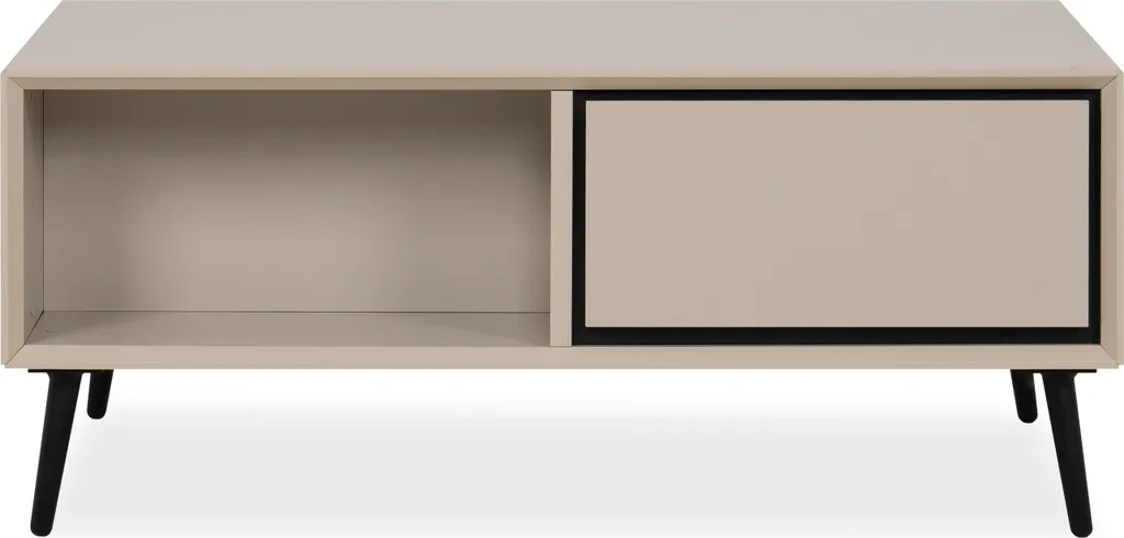 Table basse Arona sable et noir avec 2 tiroirs de 94x40x55 cm