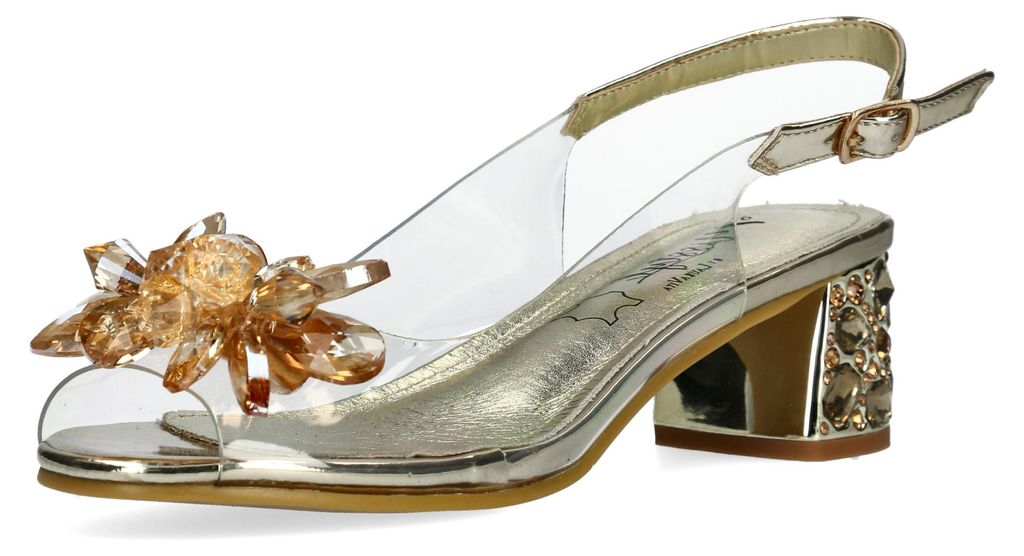 Misstyl by Laura Vita Damen Sandalette Slingback Peeptoe Transparent MILY 22, Größe:41 EU, Farbe:Gold