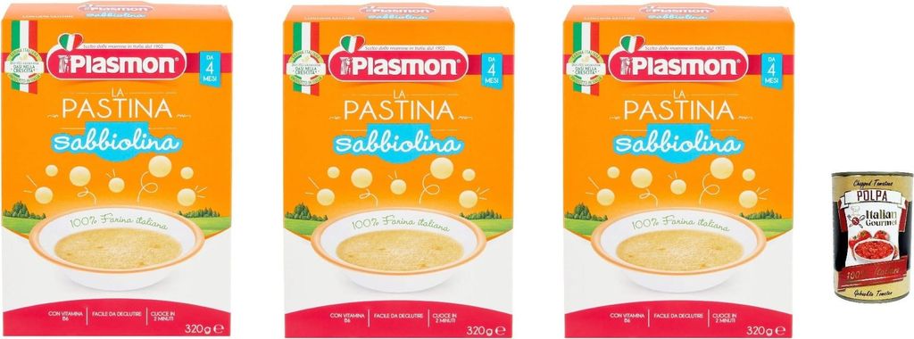 3x Plasmon Pastina Sabbiolina 320 g da 4 mesi + Italian Produktbild 