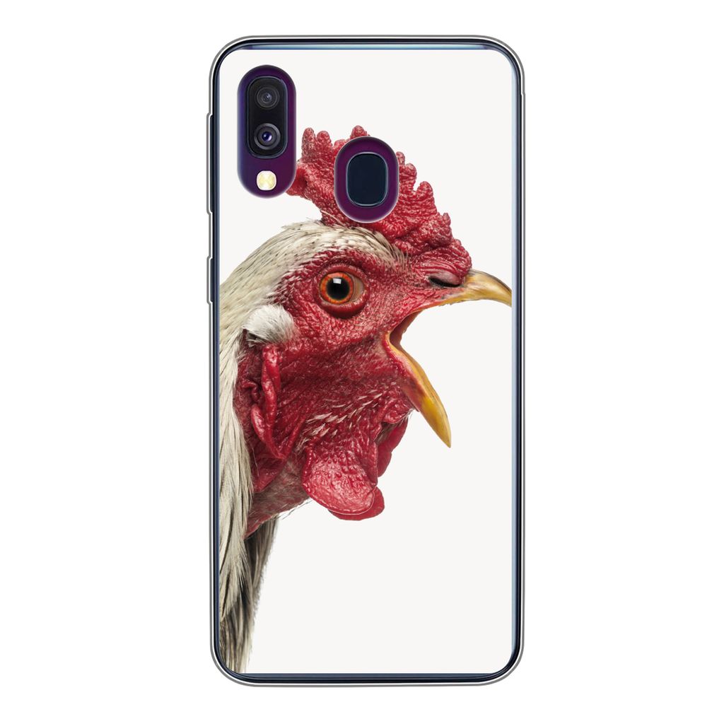 MuchoWow Handyhülle Schutzhülle Hülle für Samsung Galaxy A40 Hahn - Tiere - Bauernhoftiere - Jungen - Kinder - Mädchen Silikon Softcase Hand...