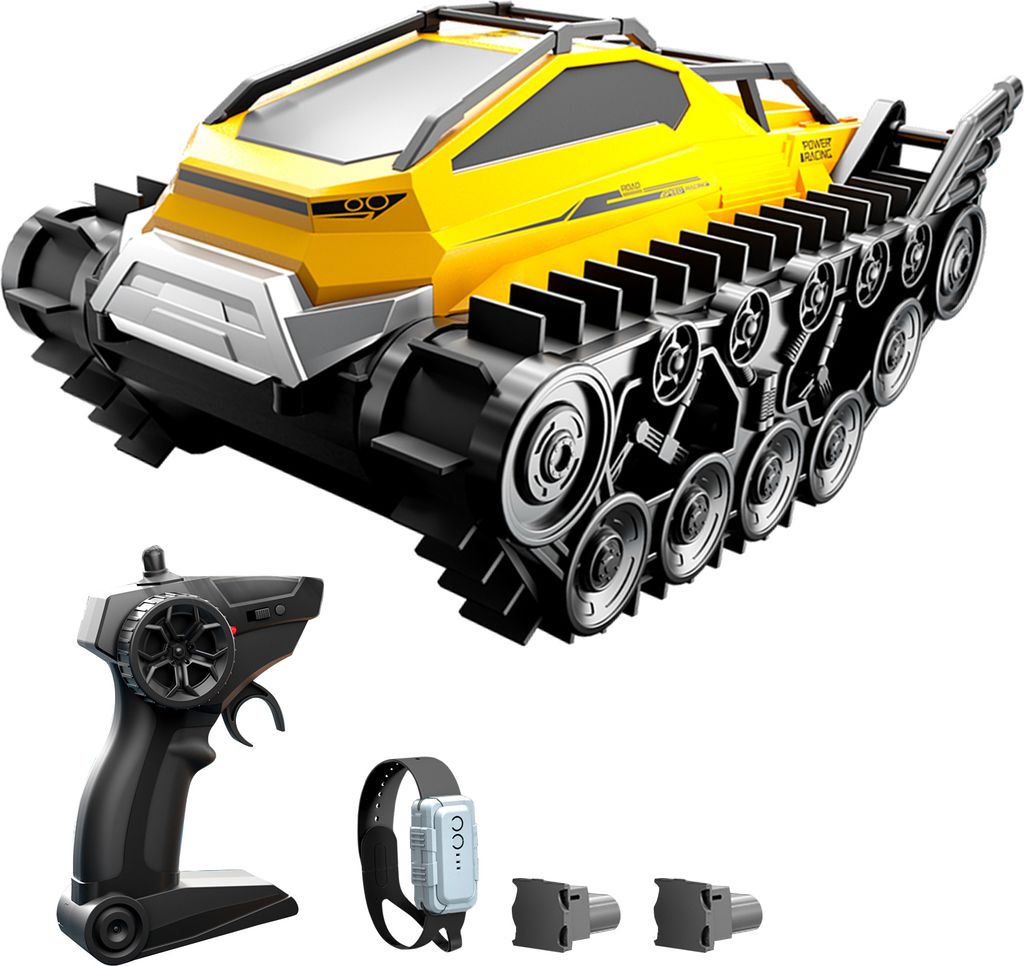 Ferngesteuertes Stunt-Auto, 2,4 GHz Amphibien-Panzerfahrzeug, Gelaendegaengiges Land-/Wasserspielzeug mit 2 Batterien, Geschenke fuer Kinder, Junge...