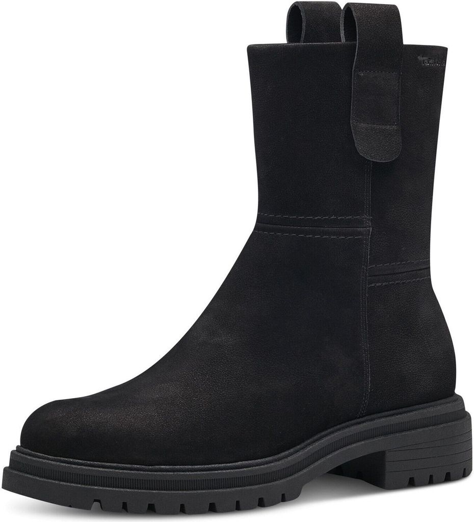 Tamaris Damen Stiefelette Reißverschluss Leder Warmfutter Laschen 1-26813-41, Größe:37 EU, Farbe:Schwarz