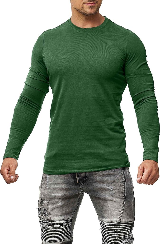 Mivaro Herren Langarmshirt Basic aus 100% Baumwolle – Produktbild 