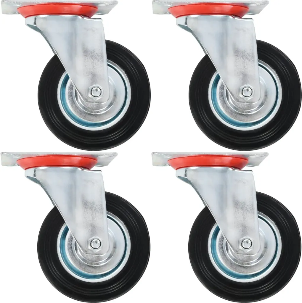 Roulettes pivotantes robustes de 100 mm avec fixation à plat en acier