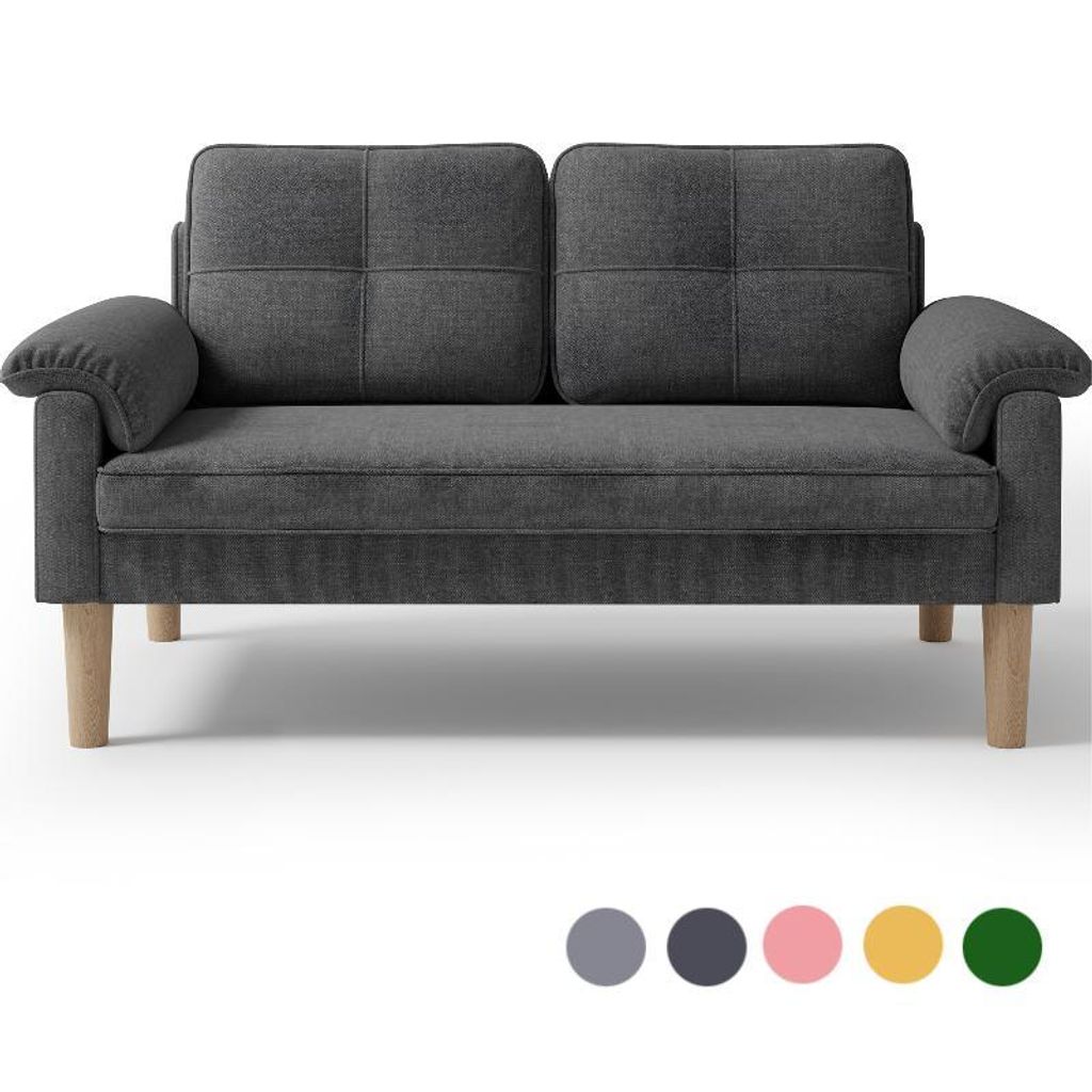 Bealife Sofa 2-Sitzer Dunkelgrau | Mit Seitentaschen | Produktbild 