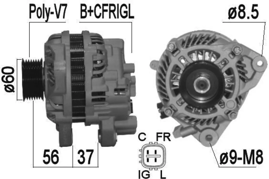 Alternateur ERA 209368A compatible avec Honda Civic VIII et FR-V BE