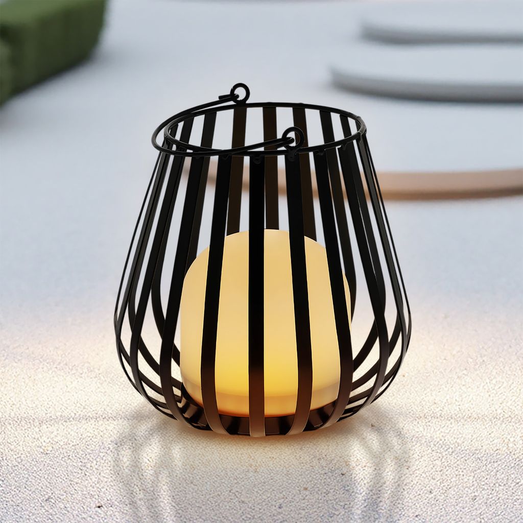 1.01 Metall Laterne mit LED Leuchte warmweiß mit 4 LED - ca. 23 x 20 cm - Garten Leuchte