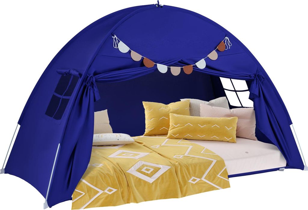 COSTWAY Kindertent, speelhut met 2 ramen en vlaggen, Productafbeelding 