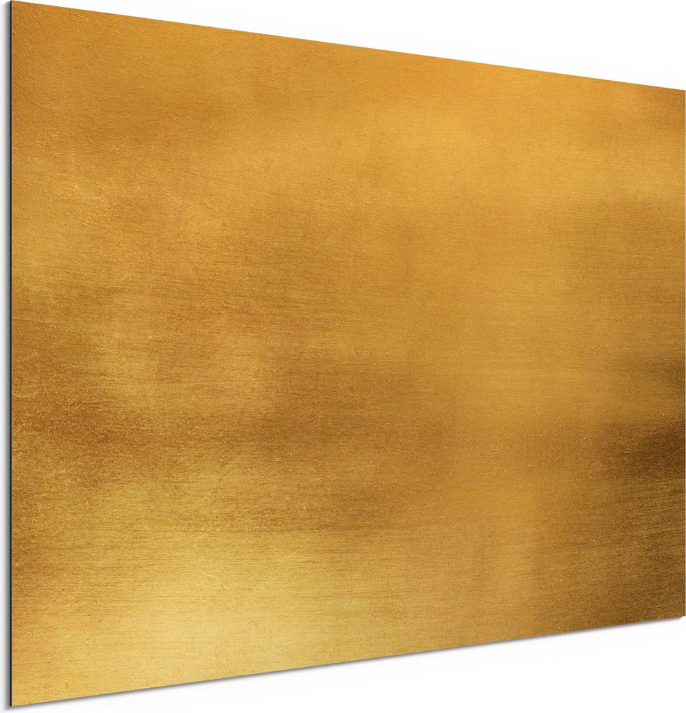 DEQORI Alu-Dibond Bild Weiß 60x40 cm 'Gebürstetes Goldblech' Wandbild Metall dünn Design