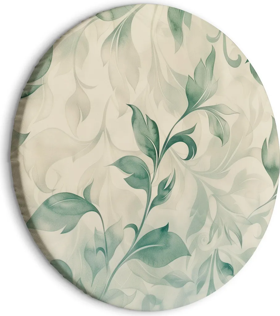 Quadro Tondo Botanico 80 cm - Must-Have Foglie Verde Salvia e Beige