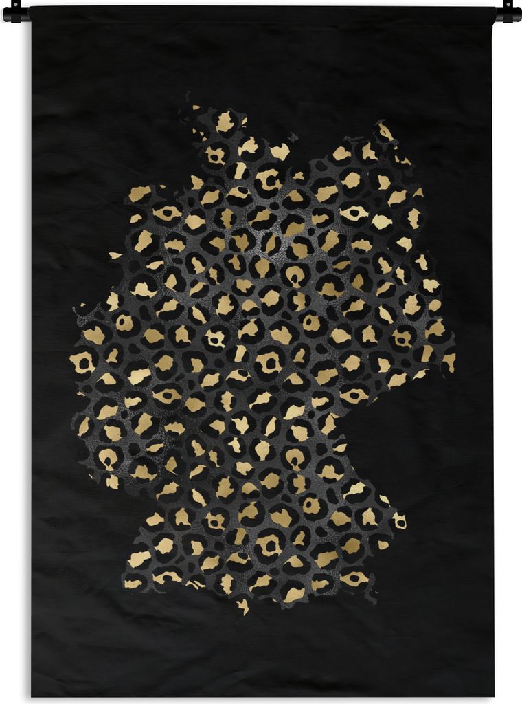 MuchoWow Wandteppich Wandbehang Europakarte - Deutschland - Pantherdruck 60x90 cm Tapisserie Dekoration Wandtuch - Foto-Teppich - Abwaschbar