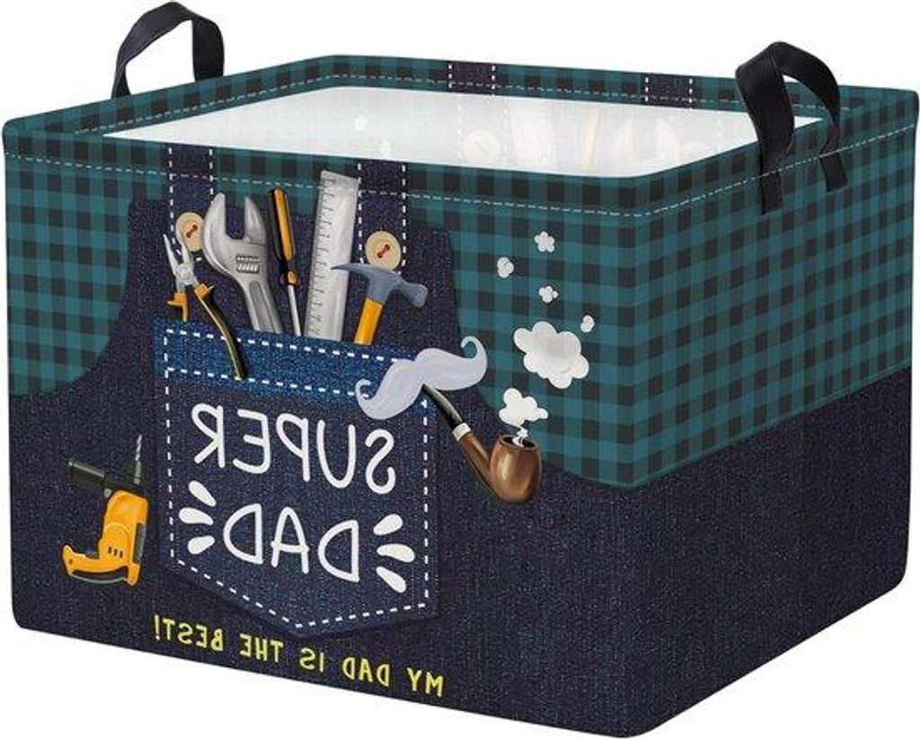 Vatertag Werkzeugkiste Mann Kubus Lagerfach für Herren Schlafzimmer - Blauw Wasserfest Rechteckige Stoff Kisten Kleidung Spielzeug Lagerbox 40 x 3...