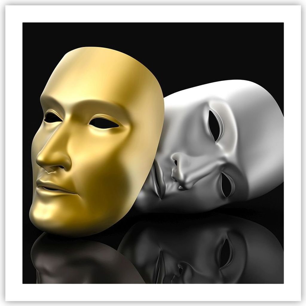 Poster - Poster ohne Rahmen - Maske Theater Bühne Schauspieler - 60x60 cm - Wand Bild - Wanddeko - Wandbilder - Kunstposter - Wandposter - Bilder ...