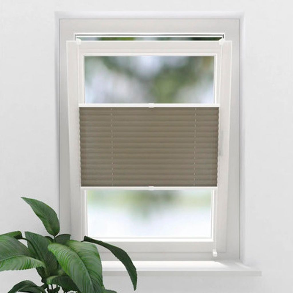 SOLUNA Faltenplissee mit Seitenverspannung ohne Bohren taupe 40x130 cm