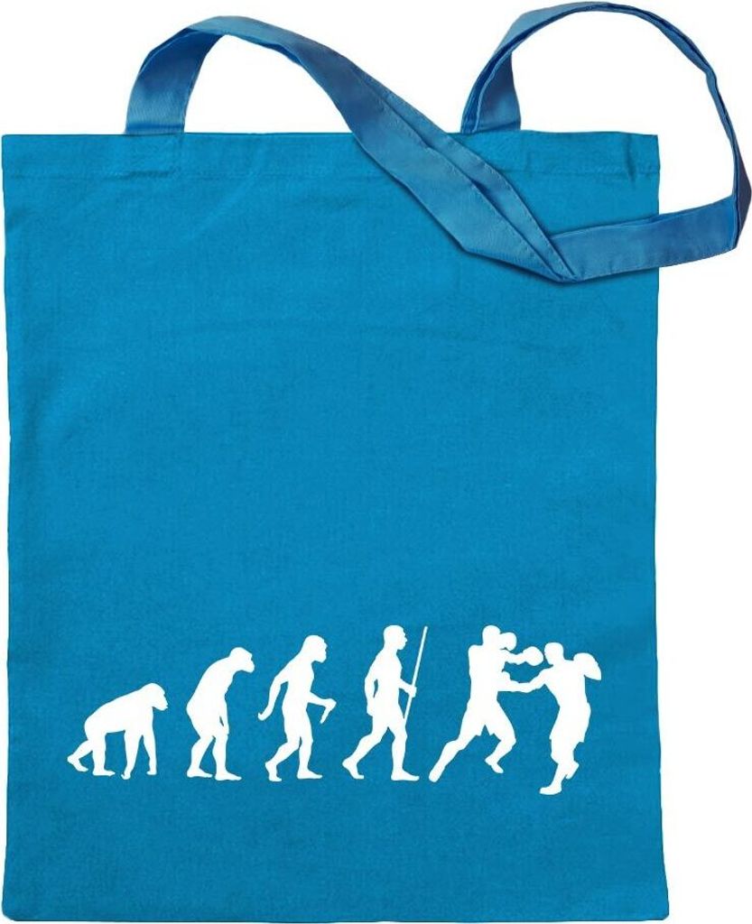 Kiwistar - Baumwolltasche - hellblau - Boxen Knockout Evolution - Tragetasche Stoffbeutel Umhängetasche Langer Henkel