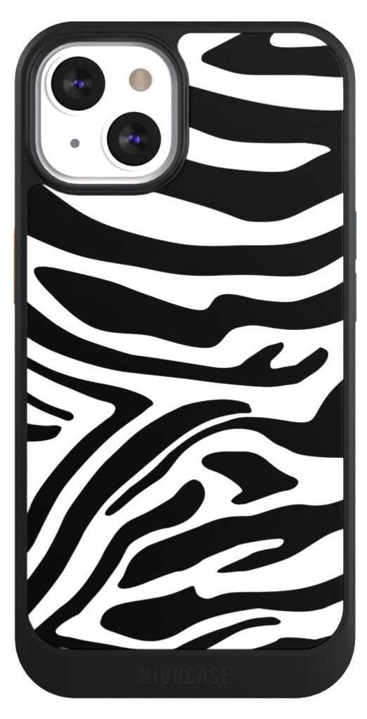 NIVOCASE Hülle für Apple iPhone 13 Handyhülle NIVOcore Case Schwarz Animal-Look Animalprint Zebra