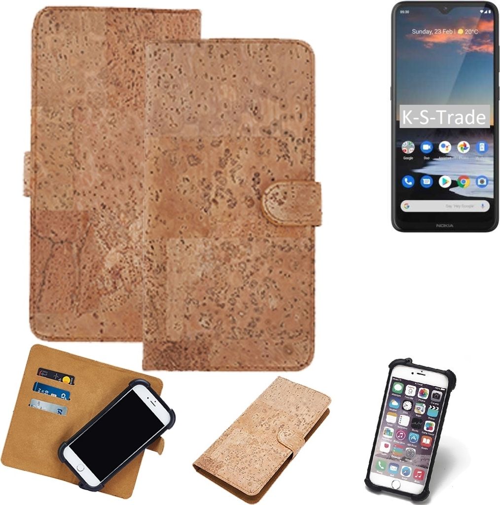 K-S-Trade Hülle kompatibel mit Nokia 5.3 Kork Handyhülle Cover Schutzhülle TPU Case Bumper in Hellbraun, (1x)