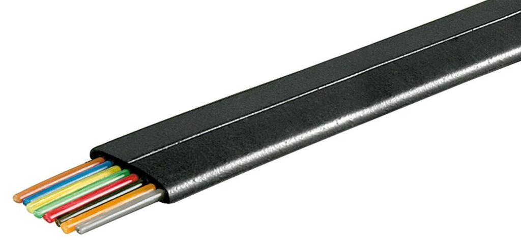 Goobay 93308 Telefonflachkabel 100 m Rolle, AWG 28,CCA (kupferkaschiertes Aluminium), Schwarz - 8 adrig