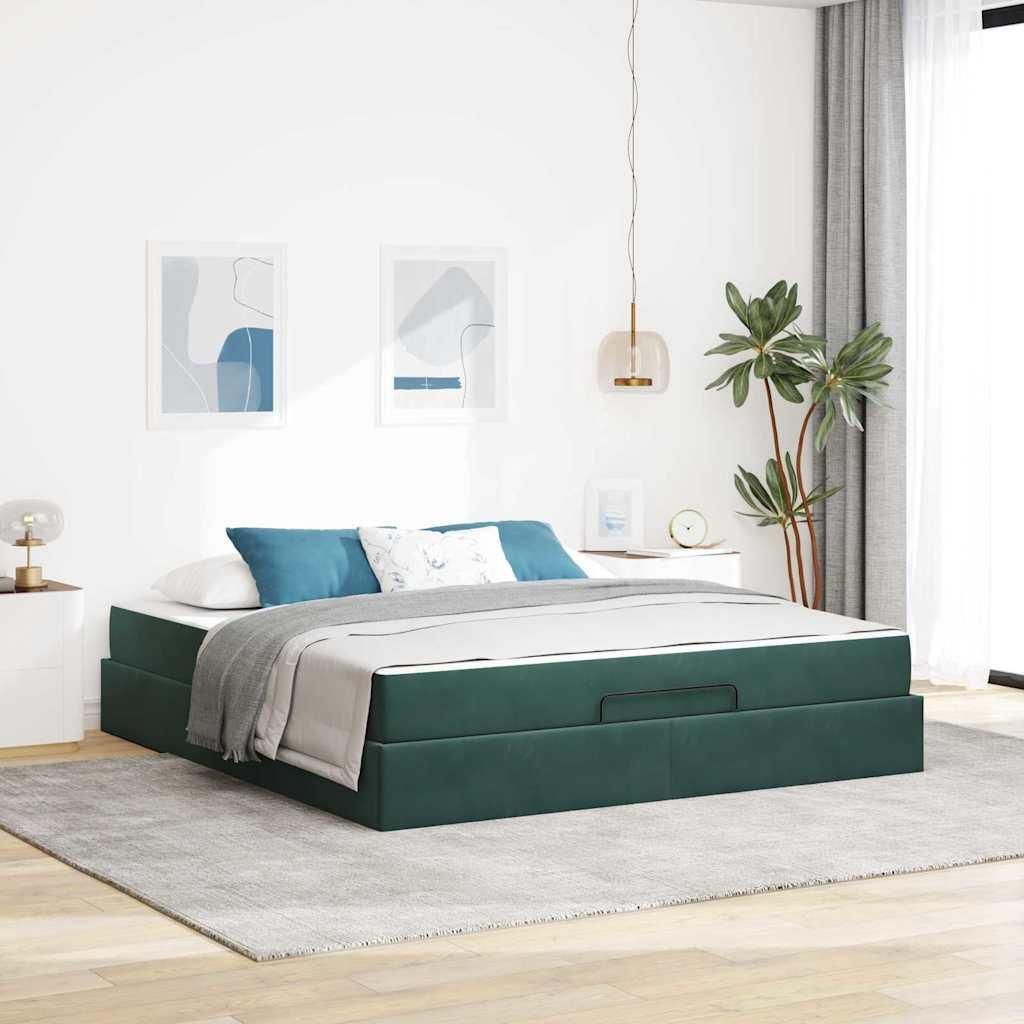 Möbel Bettgestell Sonstiges Dunkelgrün 180 x 200 cm Samt - Klassische Betten 3399579