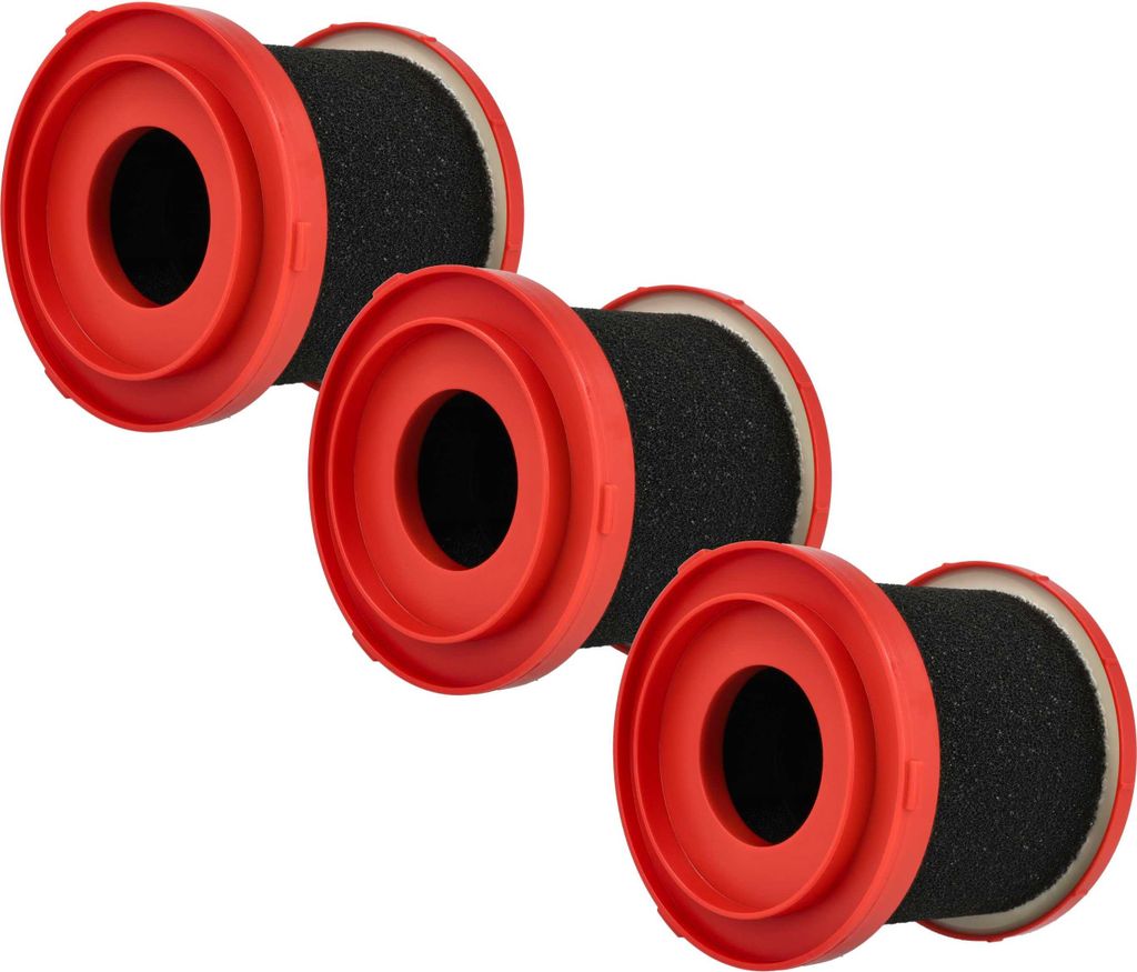 vhbw 3x Nassfilter kompatibel mit Milwaukee M12FVCL, M18FPOVCL, M18VC2, 0970-20 - M18 Staubsauger - Schaumstoff / Kunststoff Rot Schwarz