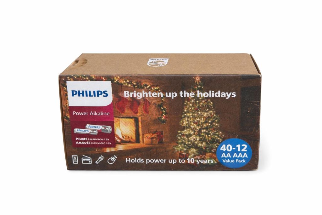 52 Batterien Philips Power Alkaline Set – 40x AA (LR6) + 12x AAA (LR03) 1,5V Value Pack – bis zu 10 Jahre haltbar