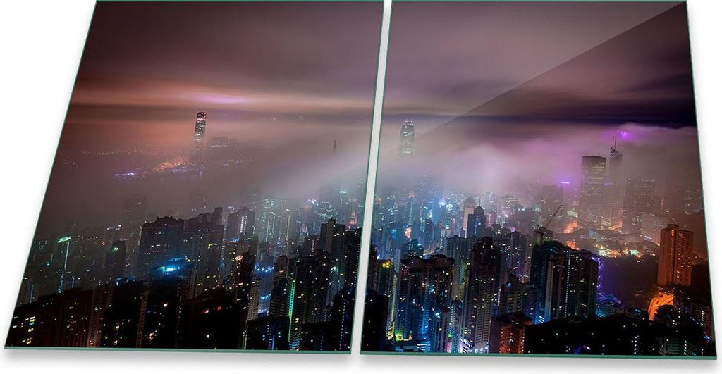 Herdabdeckplatte Glaskeramik 2-Teilig 2x40x52 Stadt Violett Abdeckung Spritzschutz